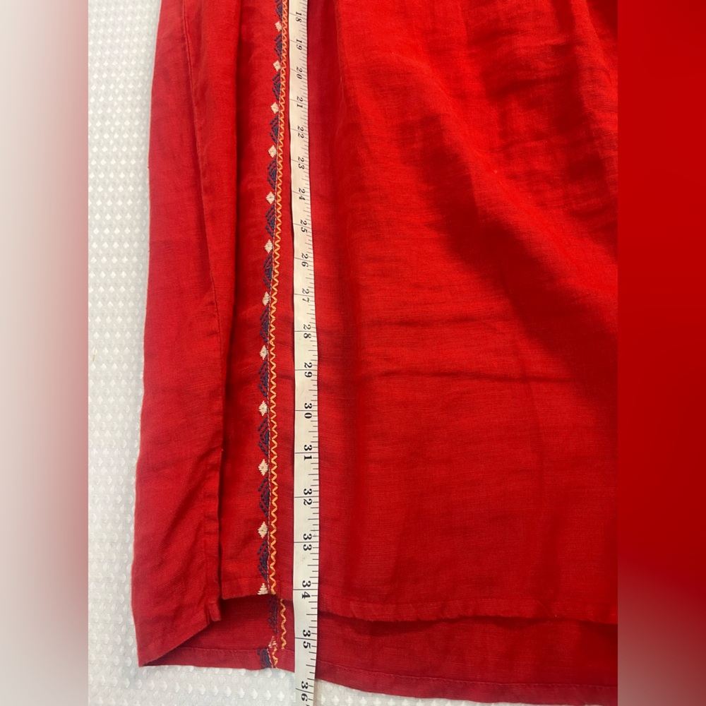Johnny Was Red Embroidered Linen Dress/Tunic, Women’s Small; Beach Boho Beauty! - Picture 9 of 17